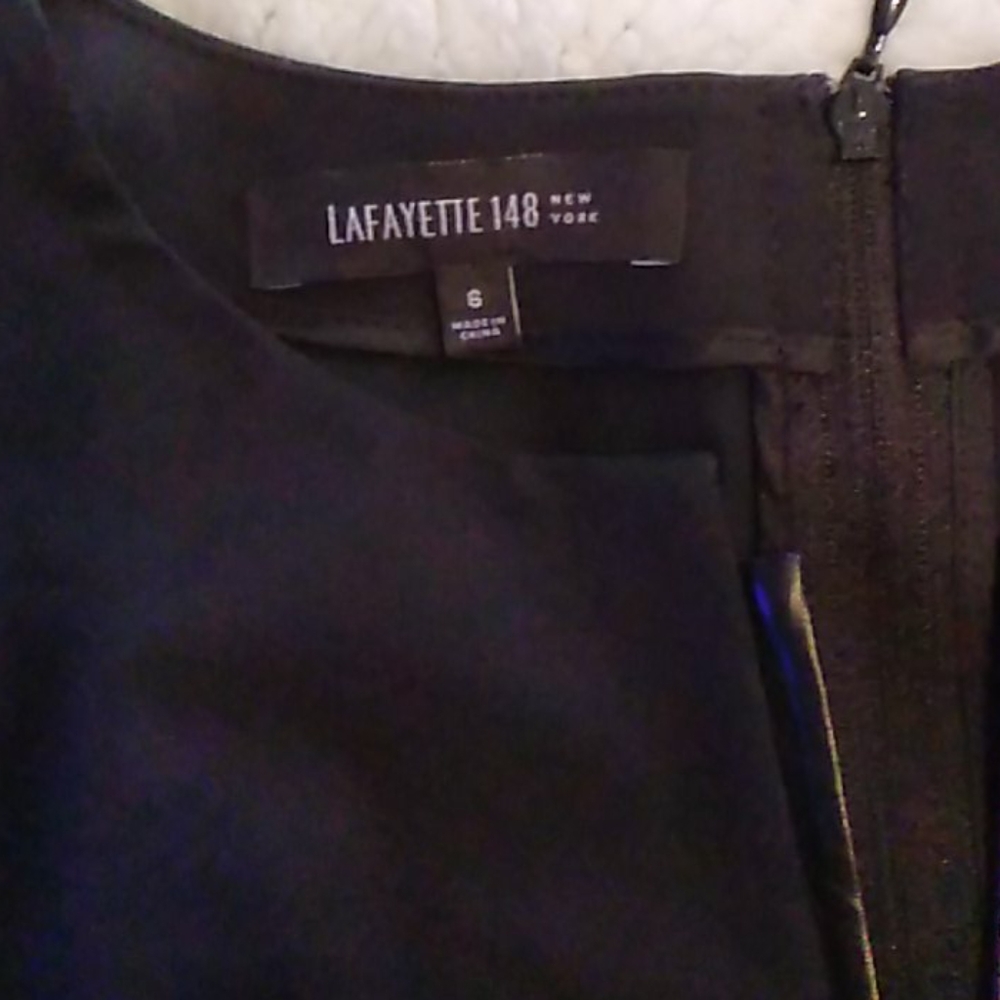 Lafayette 148 New York dress with leather trim